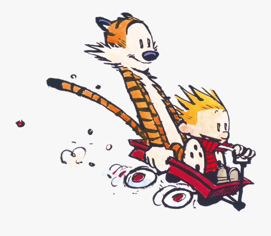 #calvin #hobbes #calvinandhobbes #friendship #tiger - Calvin And Hobbes In A Wagon, Transparent Clipart