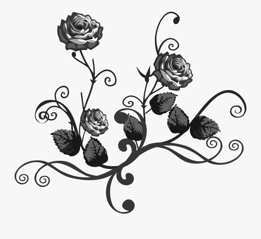 6 Clipart Rose - Transparent Clipart Black And White Flower, Transparent Clipart