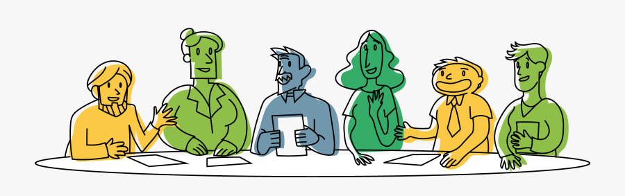 Diverse Group Of People Sat Around A Table, Having - People Sat Around A Table, Transparent Clipart