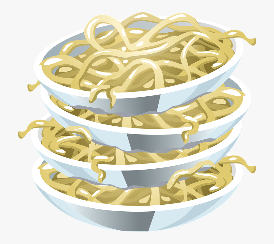 Pasta, Noodles, Plates, Stacked, Leftovers, Food - Egg Noodle Clip Art, Transparent Clipart