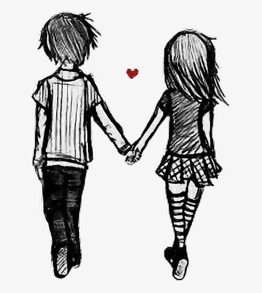 Bf Gf Together Couple Love Drawing Cute Ship Borfriend - Girlfriend And Boyfriend Drawing, Transparent Clipart