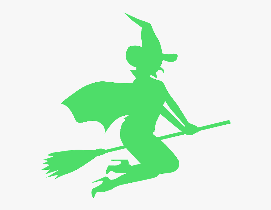 Pink Witch On Broom, Transparent Clipart