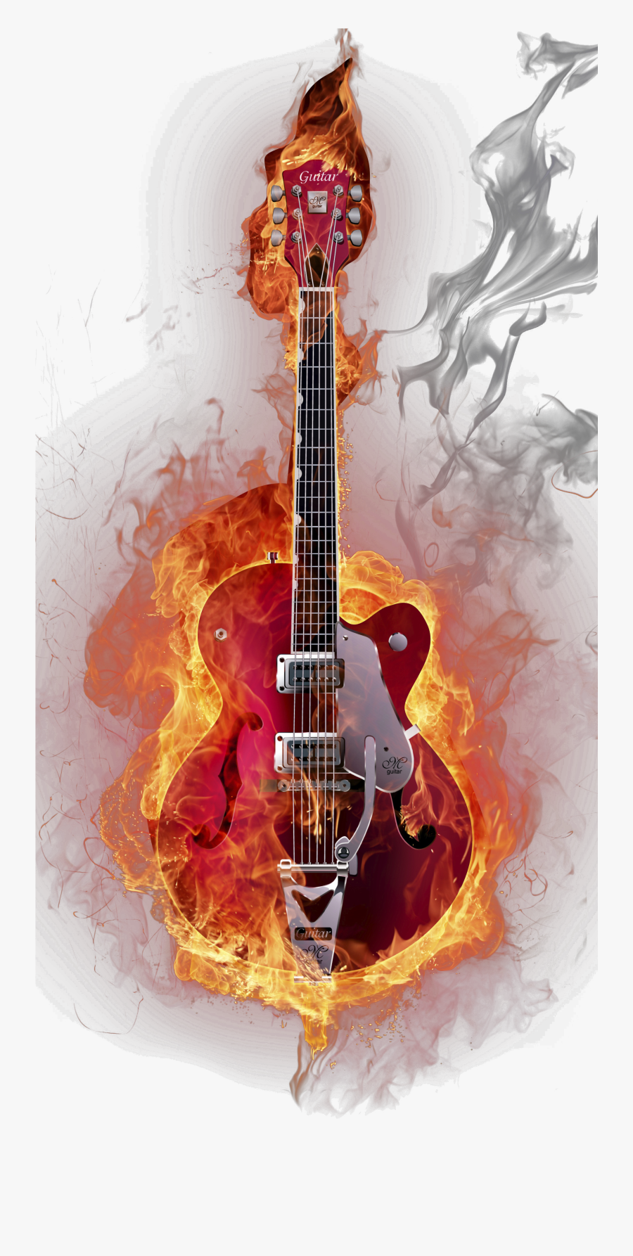 Instruments Downloads Feux Creative Guitar Visual Flame - Electric Guitar Graphic Design, Transparent Clipart