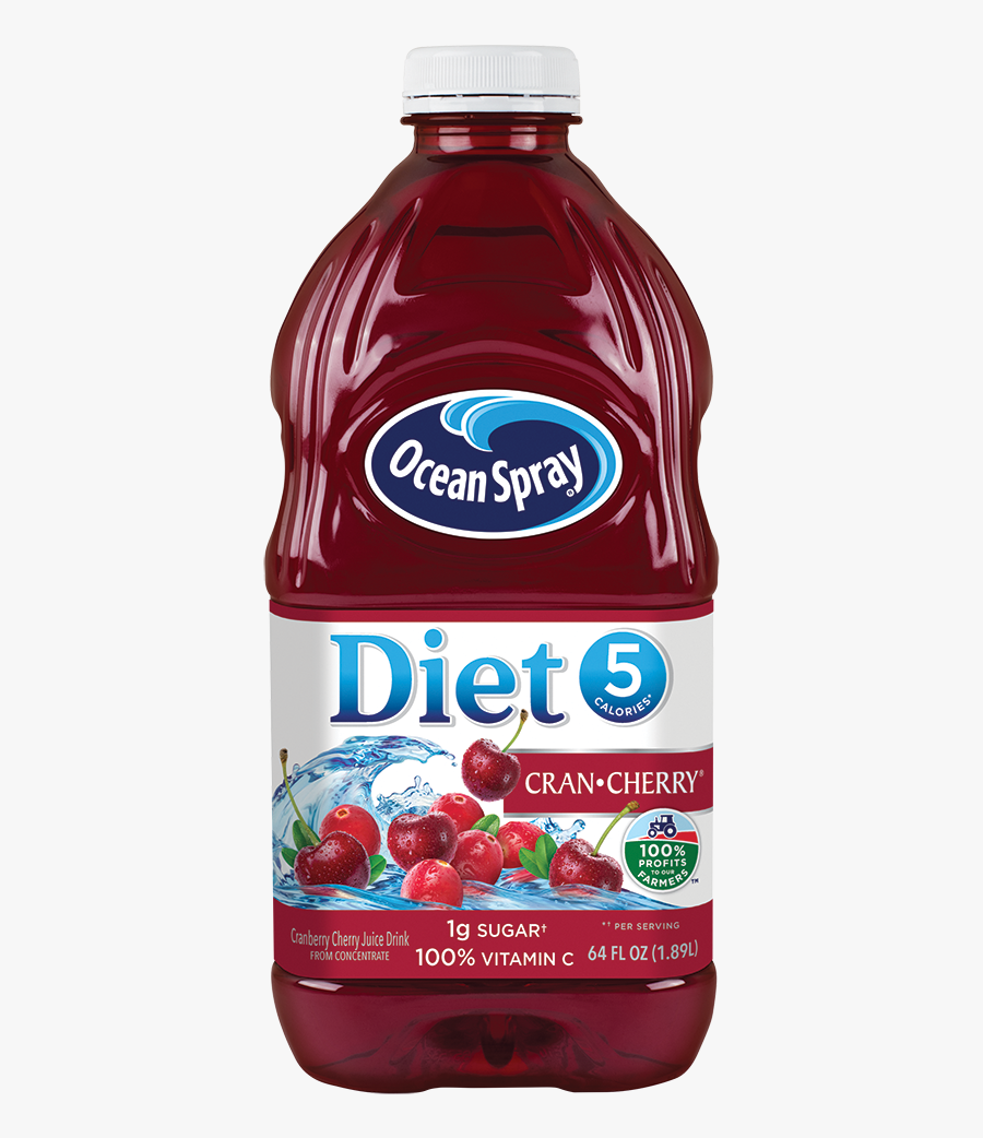 Ocean Spray Diet Cranberry Cherry Juice Drink, 64 Ounce - Diet Cranberry Juice, Transparent Clipart