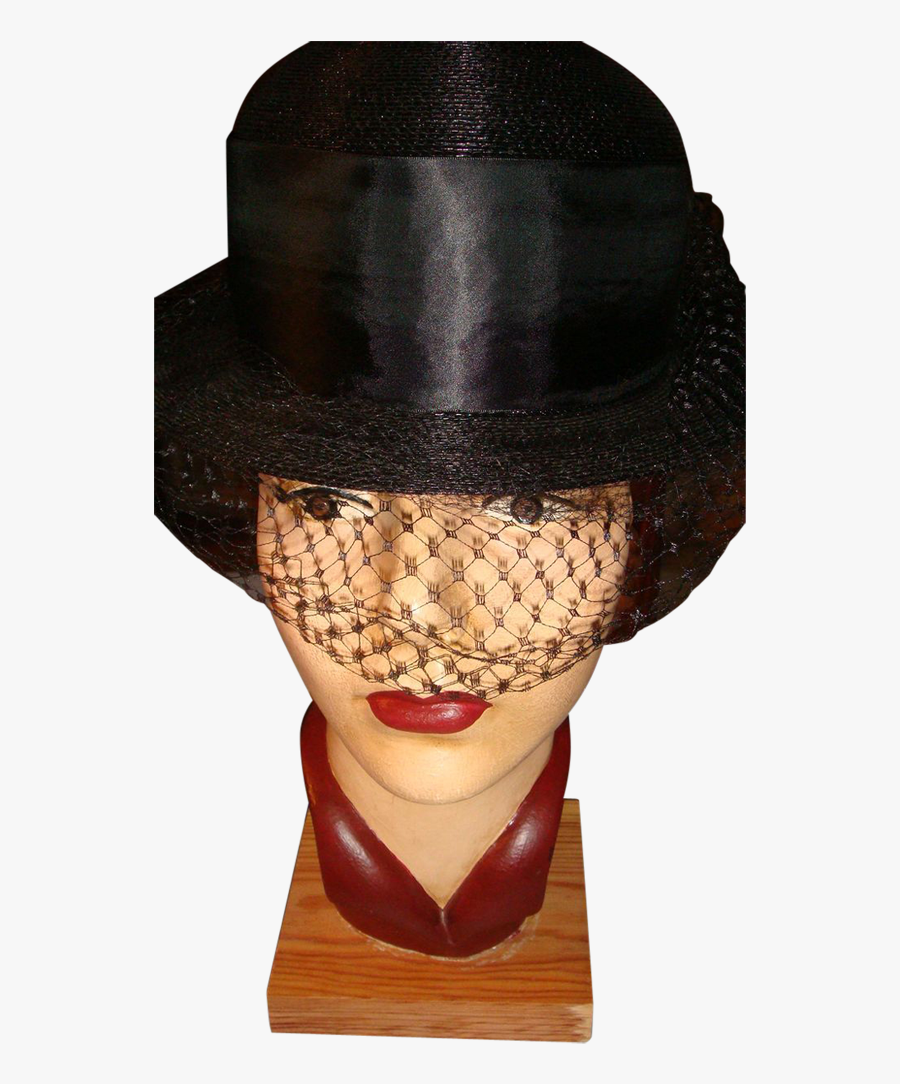 Howard Hodge Original Lady"s Black Derby Style Hat - Mannequin, Transparent Clipart