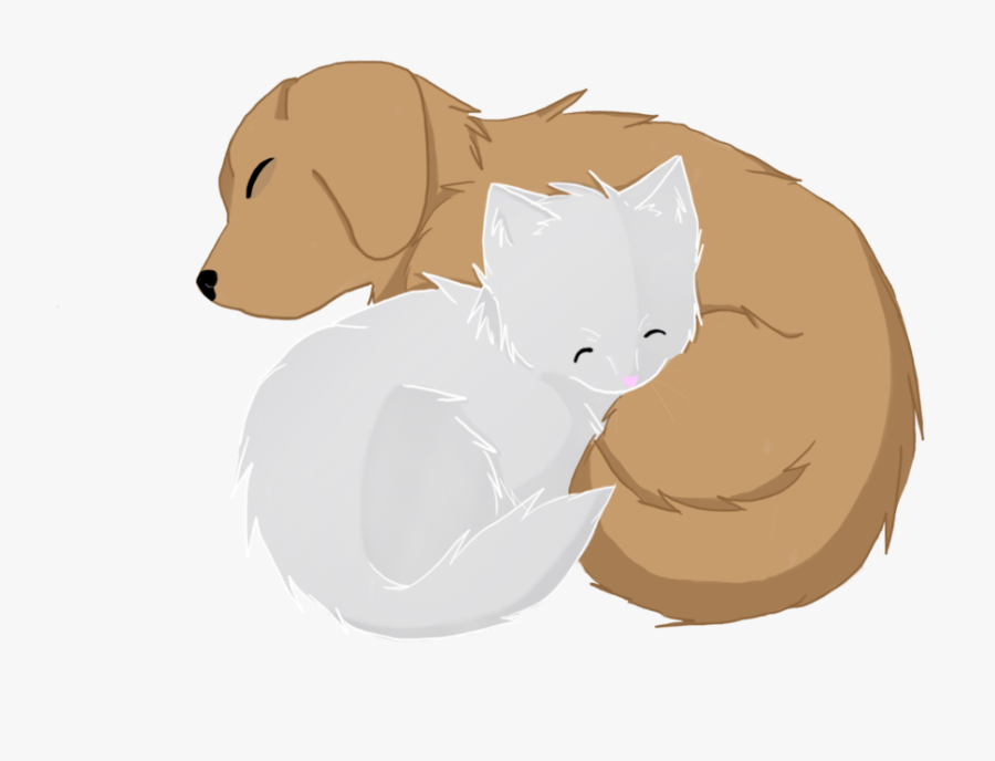 Anima Drawing Sleeping - Anime Dog And Cat, Transparent Clipart