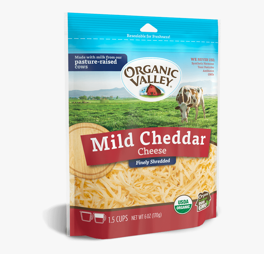 Shredded Mild Cheddar, - Organic Valley Shredded Cheese, Transparent Clipart