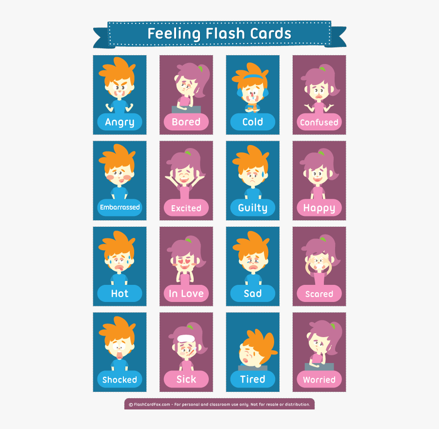 Free Printable Daily Activities Flash Cards - Feeling Flash Cards Pdf, Transparent Clipart