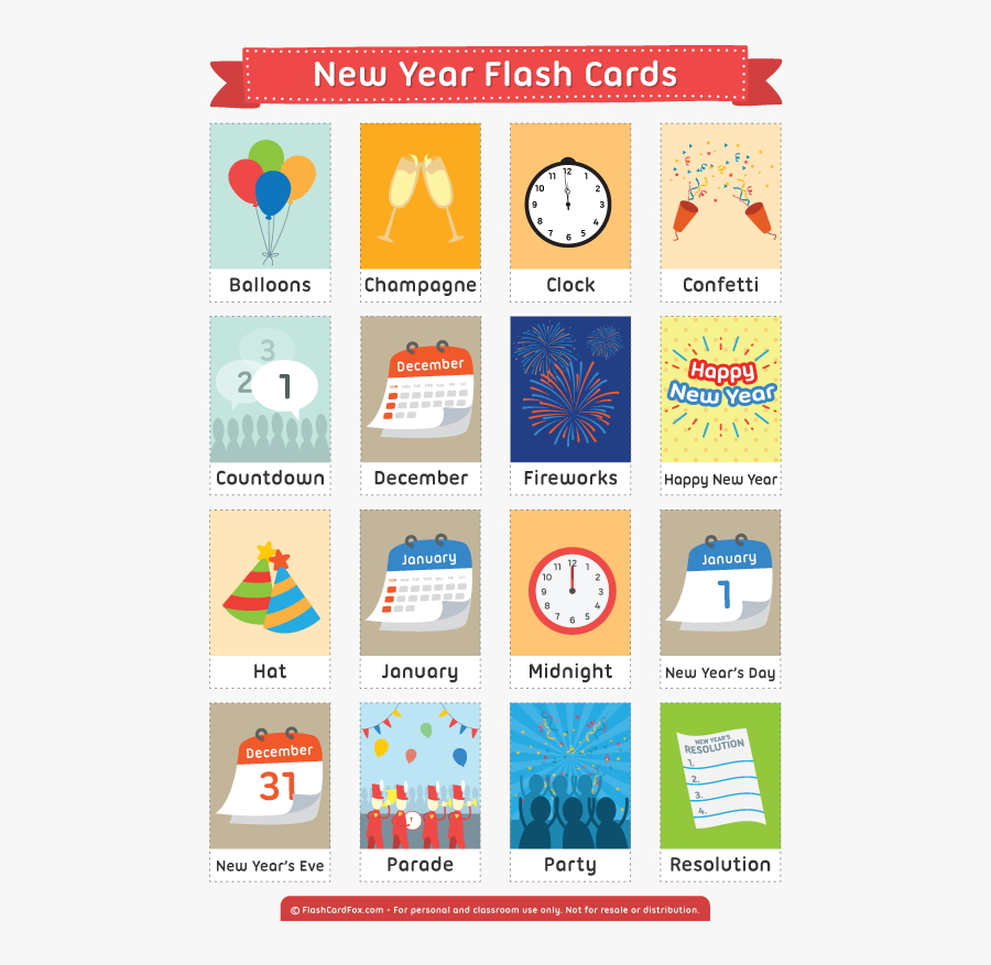 Clip Art New Year Photo Cards - Flash Cards For New Year, Transparent Clipart