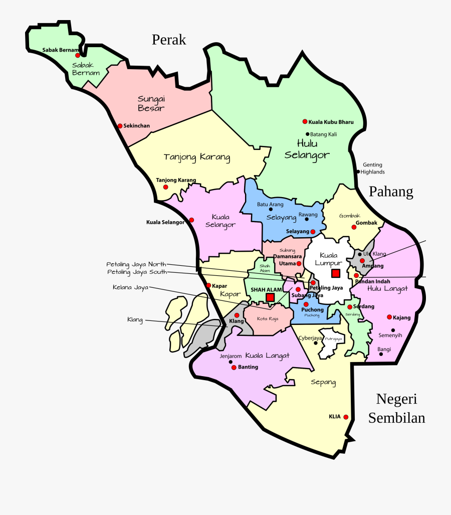 Transparent Parliament Clipart - Map Of Selangor Malaysia, Transparent Clipart