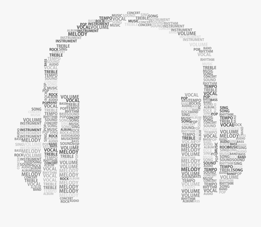 Transparent Headphones Clipart Black And White - Word Music Png, Transparent Clipart