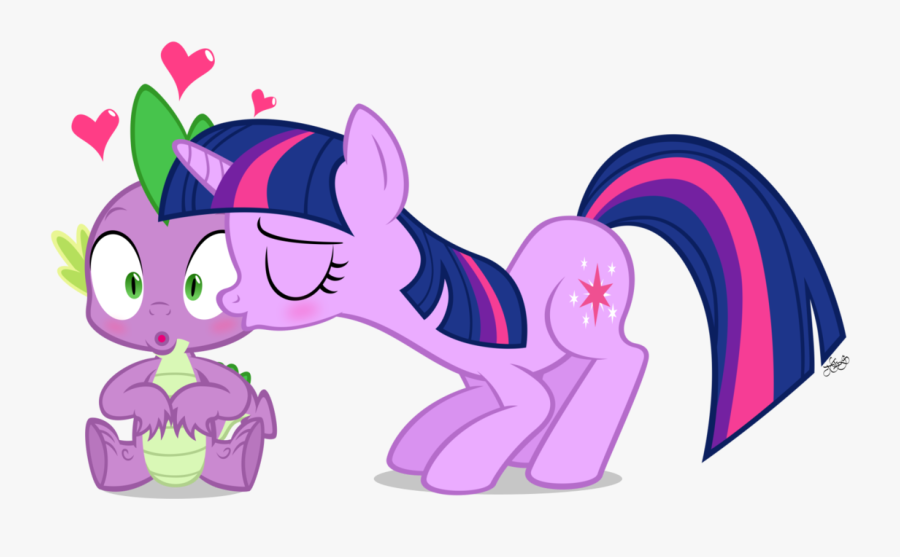 Twilight Vector Spike - My Little Pony Twilight Sparkle Spike Kissing, Transparent Clipart