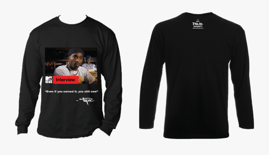 Tpm Tupac - Black T Shirt Long Front Back, Transparent Clipart