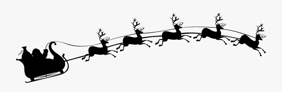 Santa And His Sleigh Silhouette, Transparent Clipart