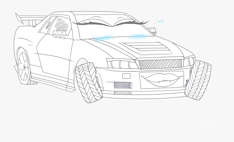R34 Drawing Jdm Car - Sports Car, Transparent Clipart