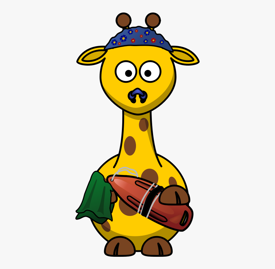 Giraffe Swimmer - Cartoon Giraffe, Transparent Clipart