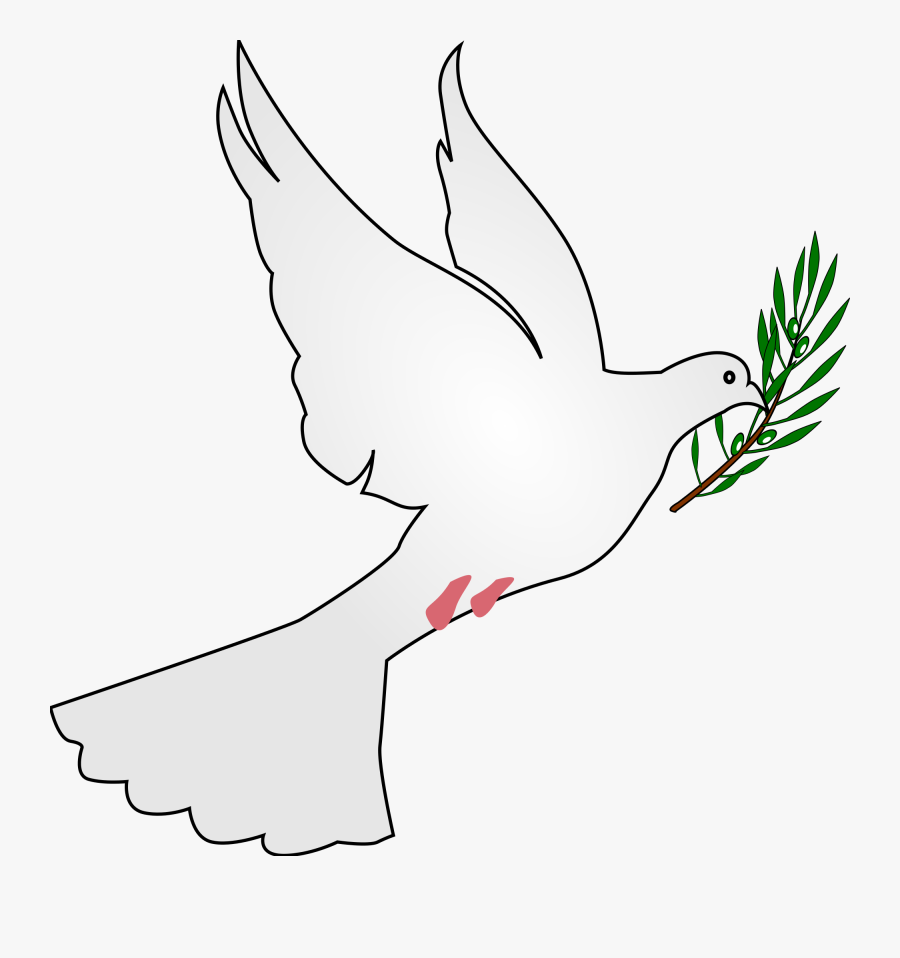 File - Peace Dove - Svg - Dove With Leaf In Mouth, Transparent Clipart
