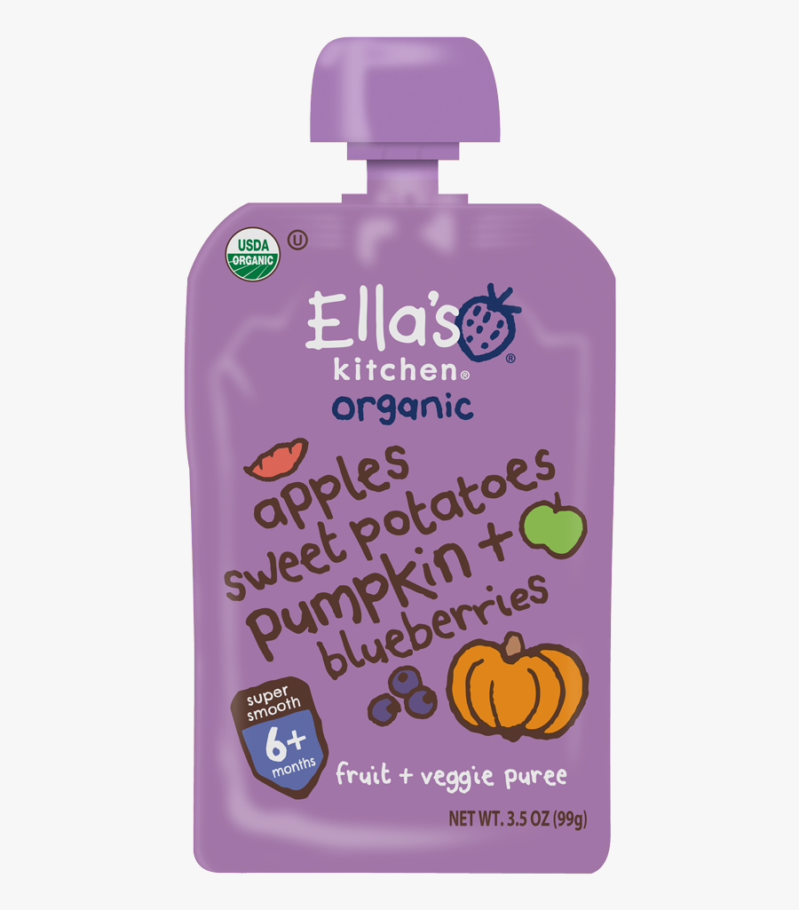Apple Sweet Potato Pumpkin Blueberries - Ella's Kitchen, Transparent Clipart