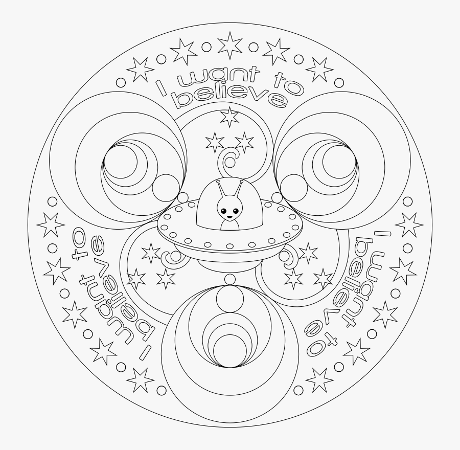 Transparent Mandala Clipart Black And White - Alien Coloring Pages For Adults, Transparent Clipart