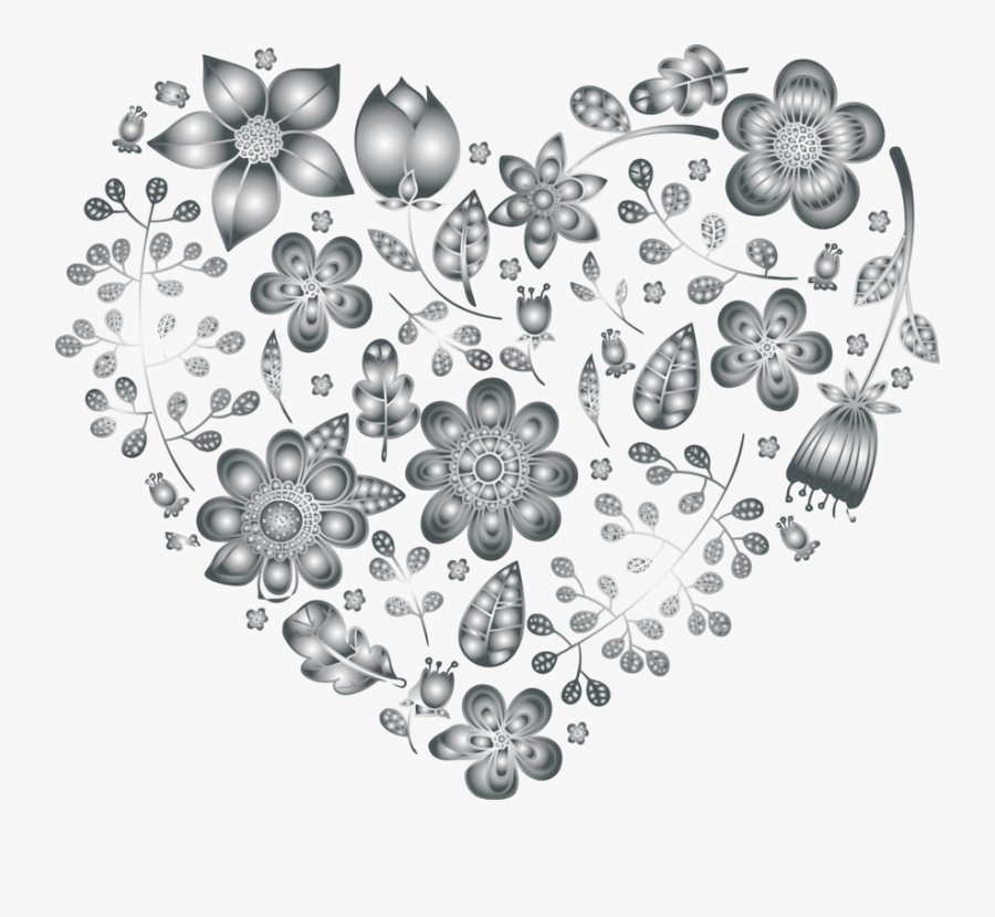 Visual Arts,flora,monochrome Photography - Heart Of Flowers Transparent Background, Transparent Clipart