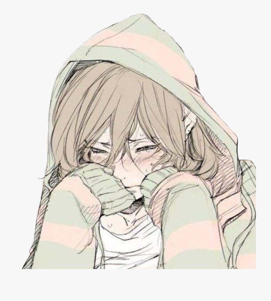 #cry #crying #girl #anime #animegirl #depression #depressed - Depressed Anime Girl Crying, Transparent Clipart