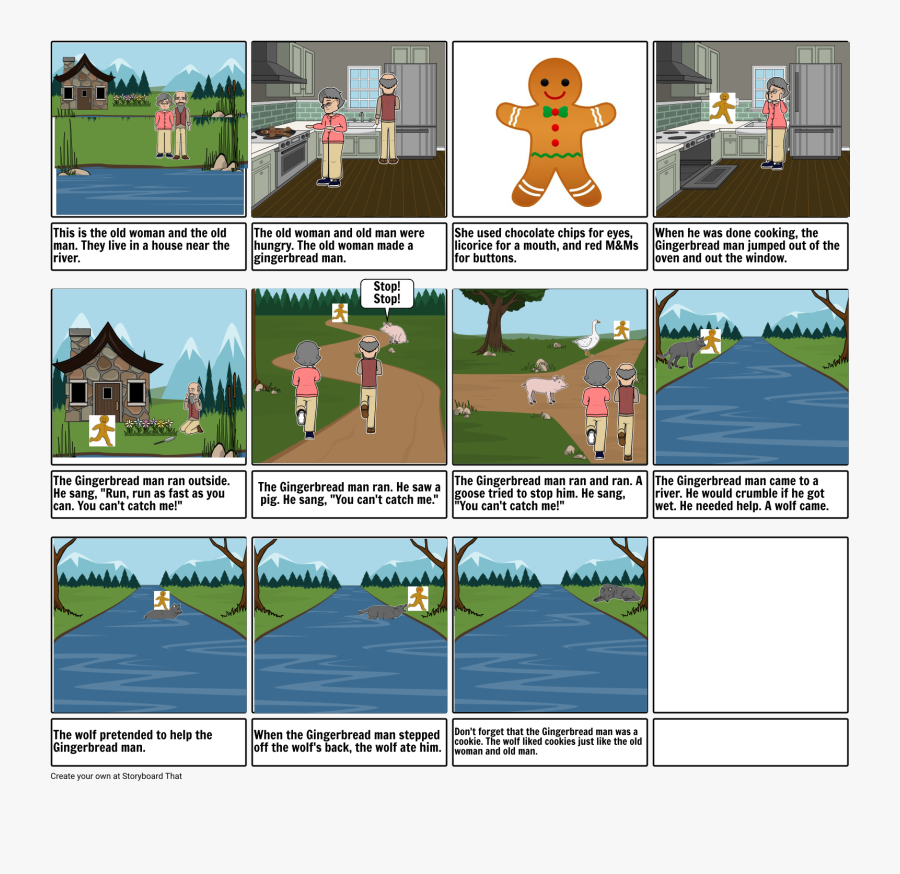 Gingerbread Man Storyboard, Transparent Clipart