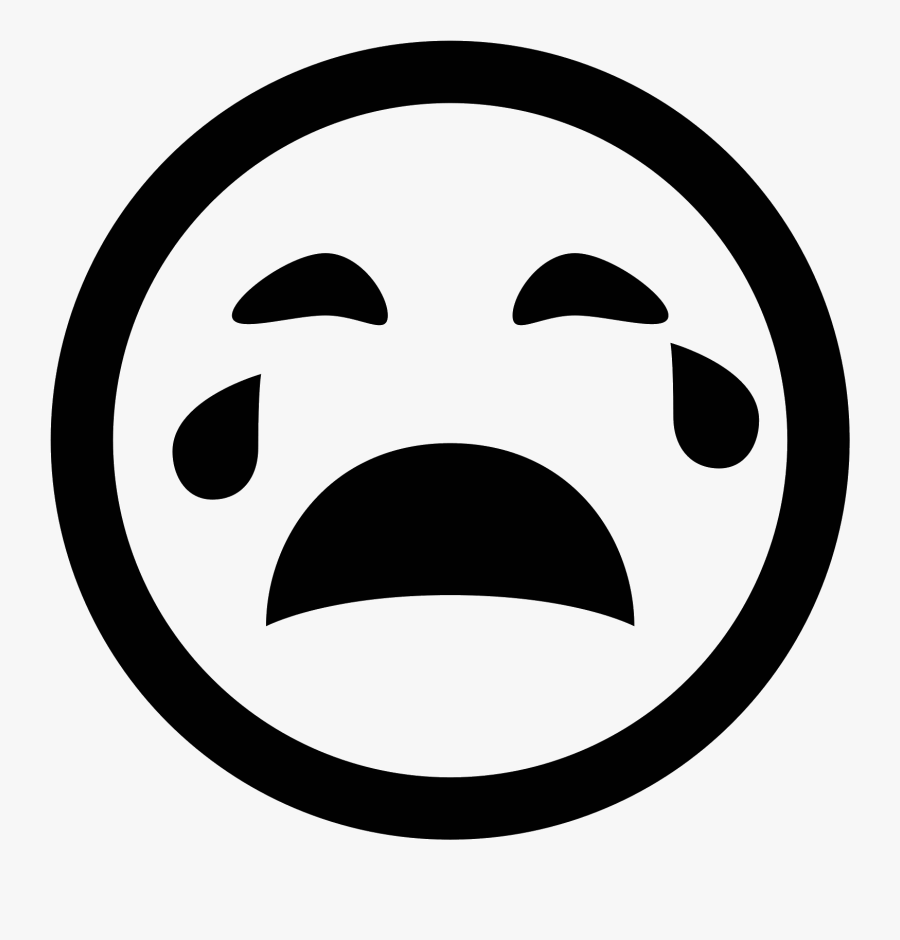 Crying Transparent Black And White - Crying Face Icon Png , Free ...