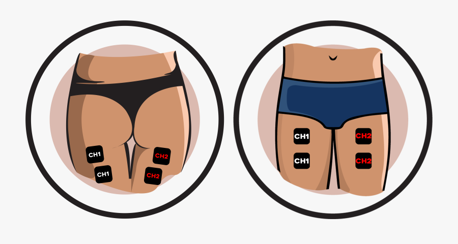 Thigh Electrode Pad Placement Clipart , Png Download - Electrode