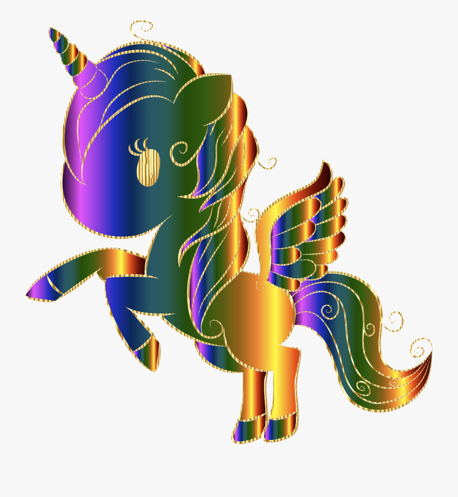 Transparent Gold Unicorn Png - Design Unicorn Siluet, Transparent Clipart