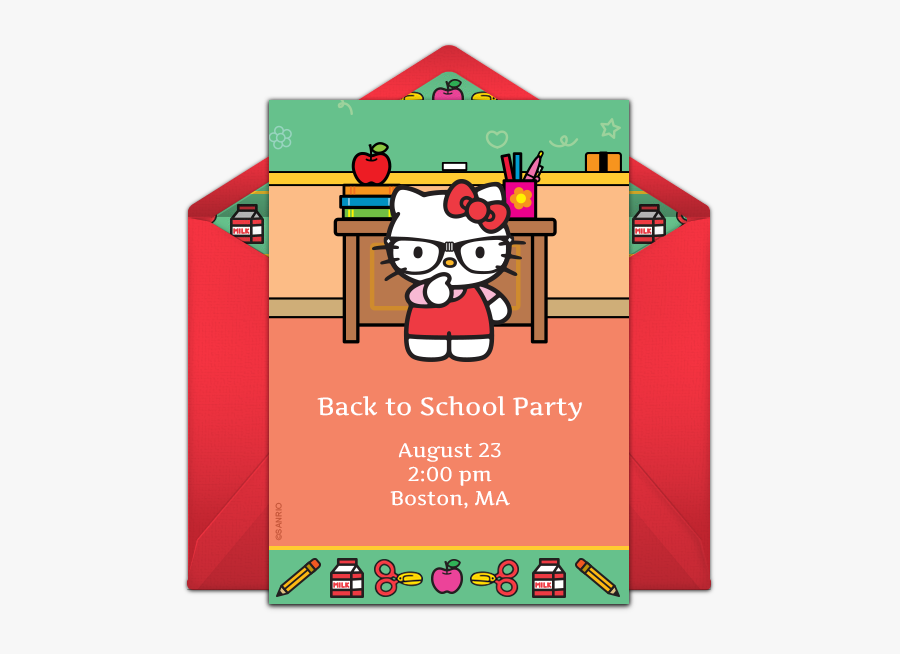 Invitations For Your Back - Back To School Theme Kitty Party Invitation, Transparent Clipart