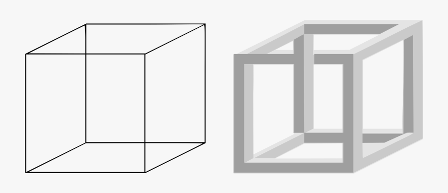 Vector Outline Cube - Necker Cube, Transparent Clipart