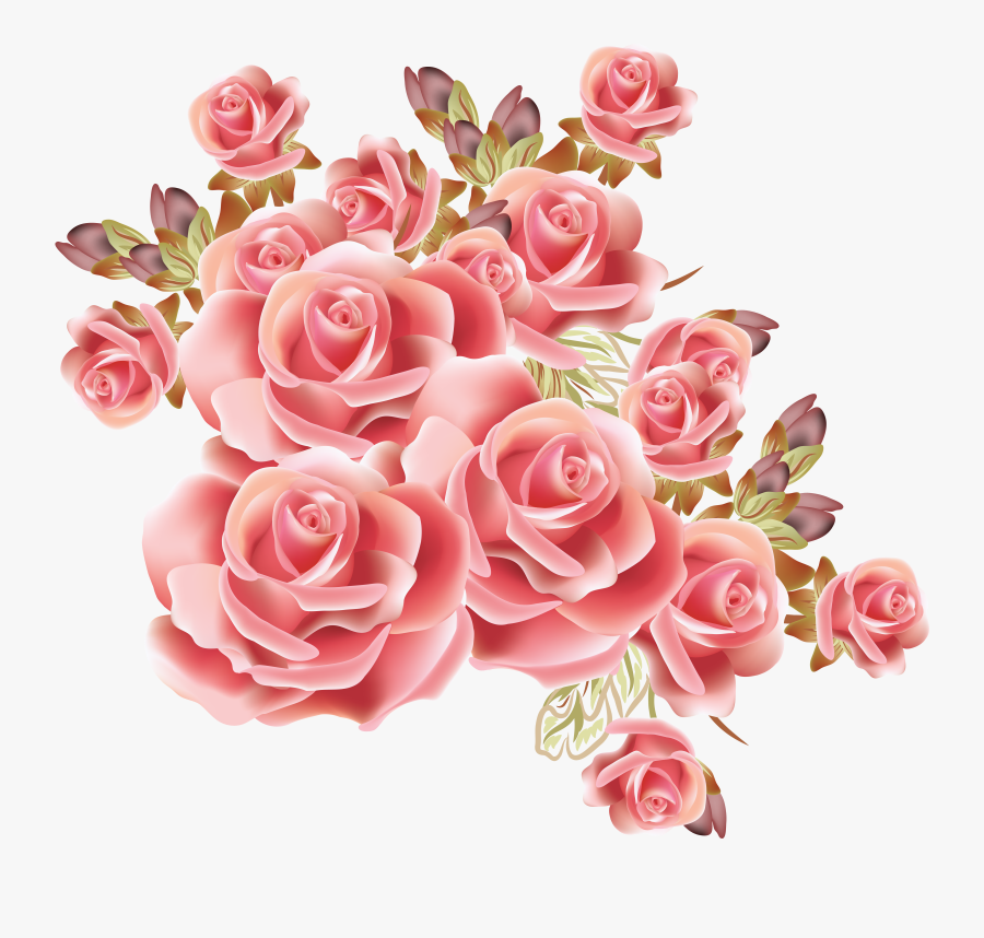 Bouquet Vector Draw Flower - Background Design Flowers Roses, Transparent Clipart