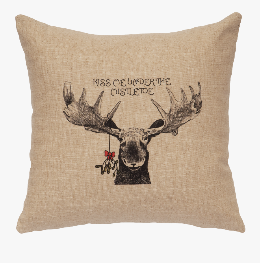 Mistletoe Moose Linen Pillow - Christmas Moose, Transparent Clipart
