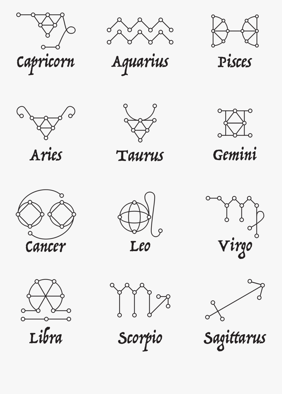 Line Art Zodiac Signs - Zodiac Signs Icons Png, Transparent Clipart