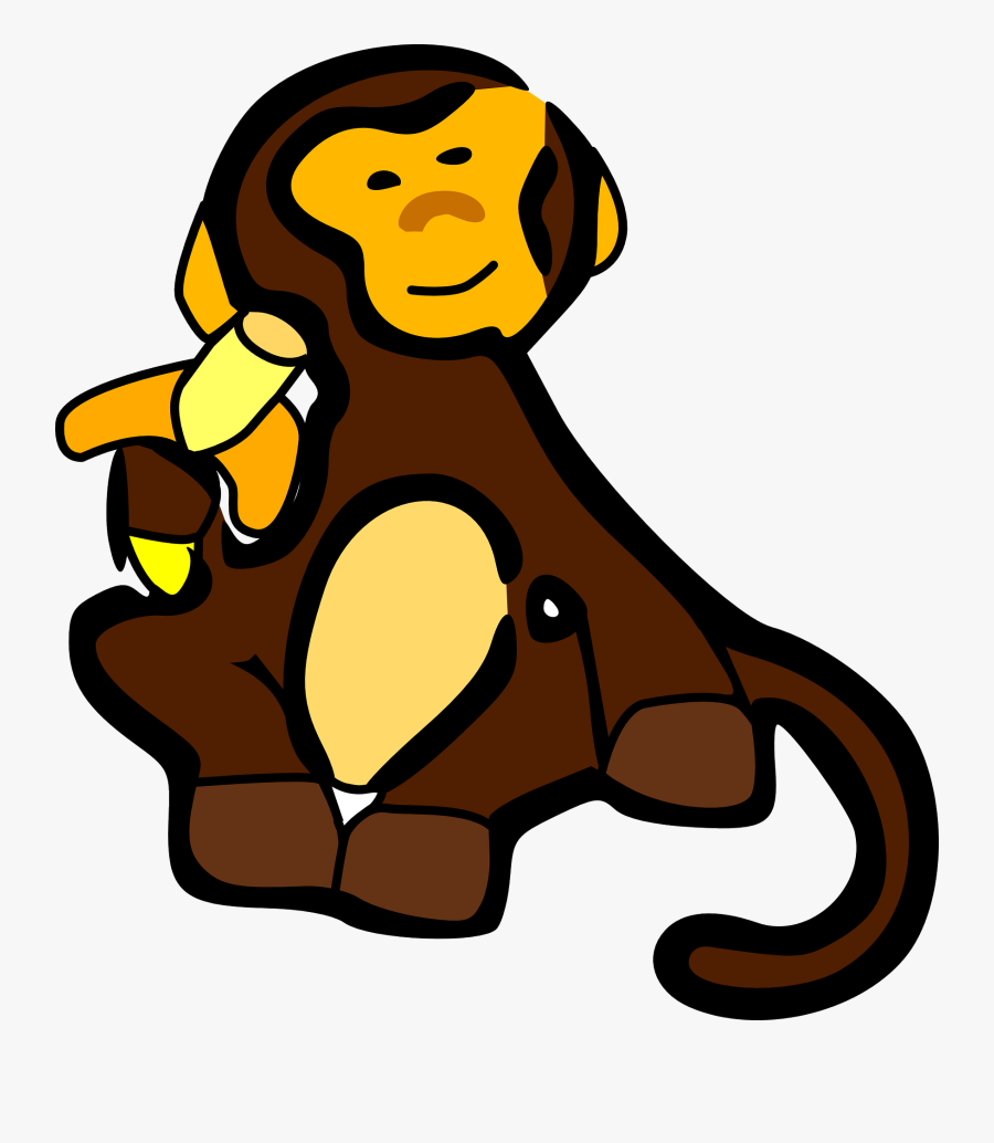 Cartoon Monkey Eating Banana, Transparent Clipart
