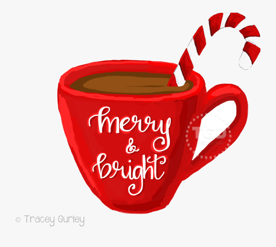 Hot Chocolate Merry And Bright Cocoa Coffee Cup Transparent - Christmas Hot Chocolate Clipart, Transparent Clipart