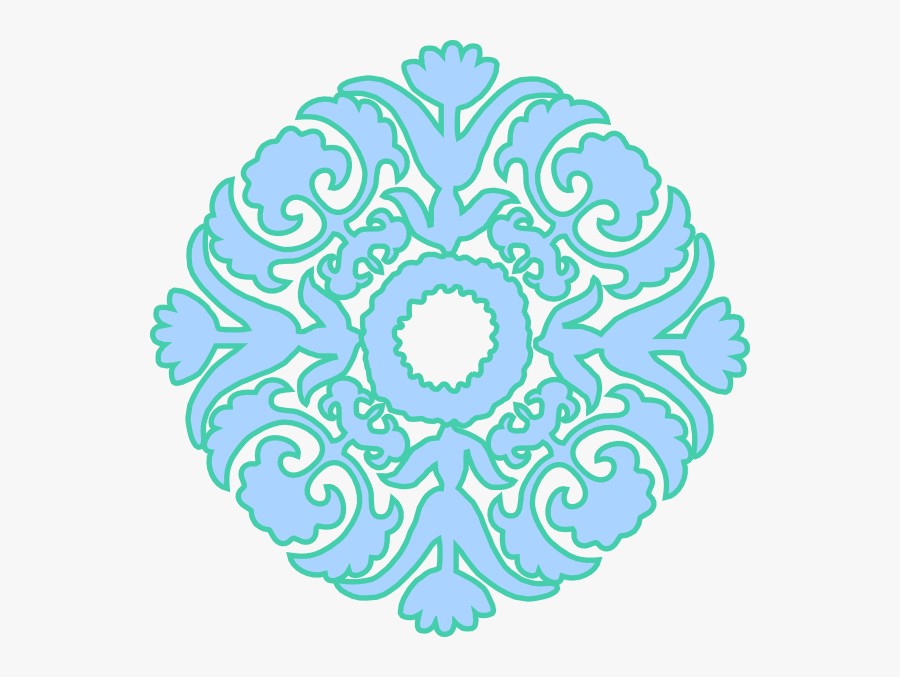 Damask Flourish Pastel Blue Green Svg Clip Arts - Circle, Transparent Clipart