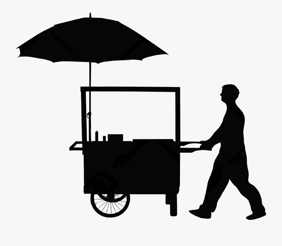 Trolley Vector Kart - Hot Dog Stand Silhouette, Transparent Clipart