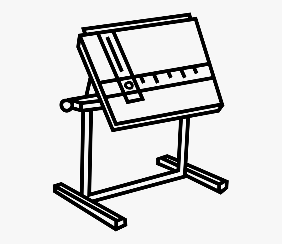 Vector Illustration Of Drafting Table Used By Draftsman - Drafting Table Stock Clipart, Transparent Clipart