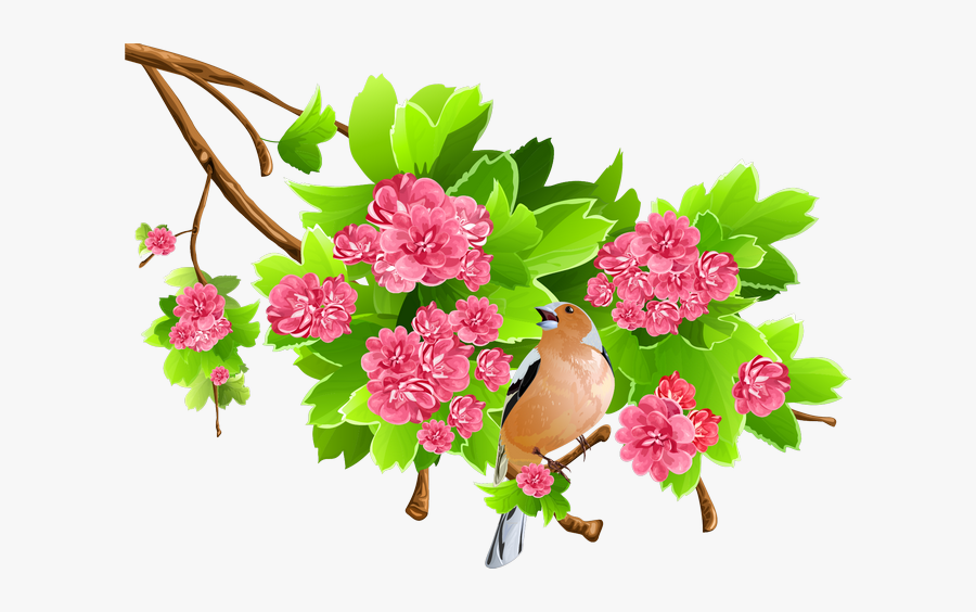 Green And Pink Flowers Background Clipart , Png Download - Green Flower Background Png, Transparent Clipart
