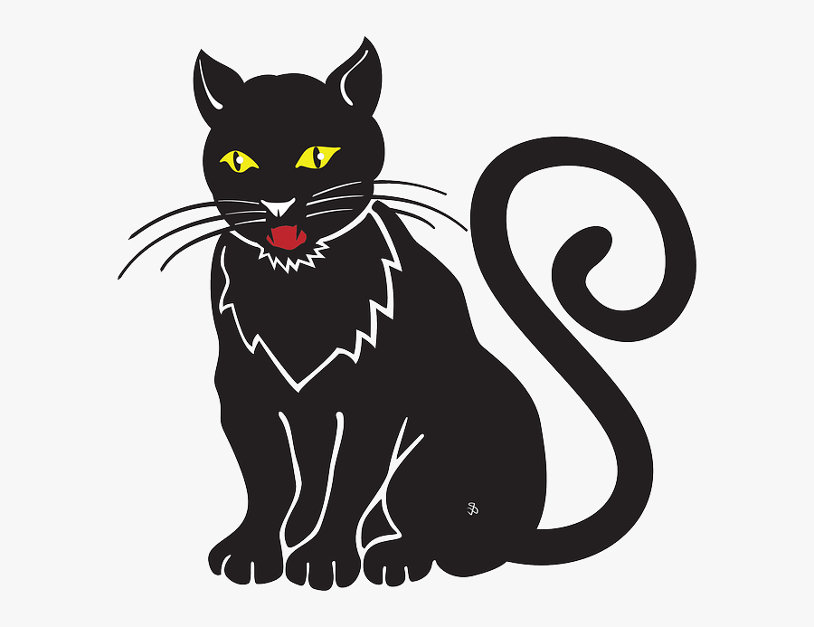 Cat, Halloween, Meow, Whiskers, Hiss, Omen - Black Cats Cartoon Drawings, Transparent Clipart