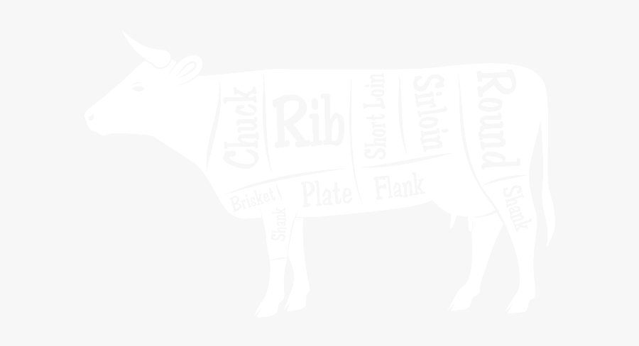 Cow Cuts Of Meat Drawing - Working Animal, Transparent Clipart