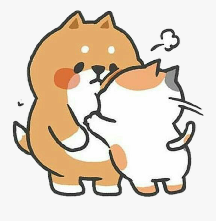Freetoedit Cute Kawaii Cat Hug Love Heart Fat - Tonton Friends Hugs Gif, Transparent Clipart