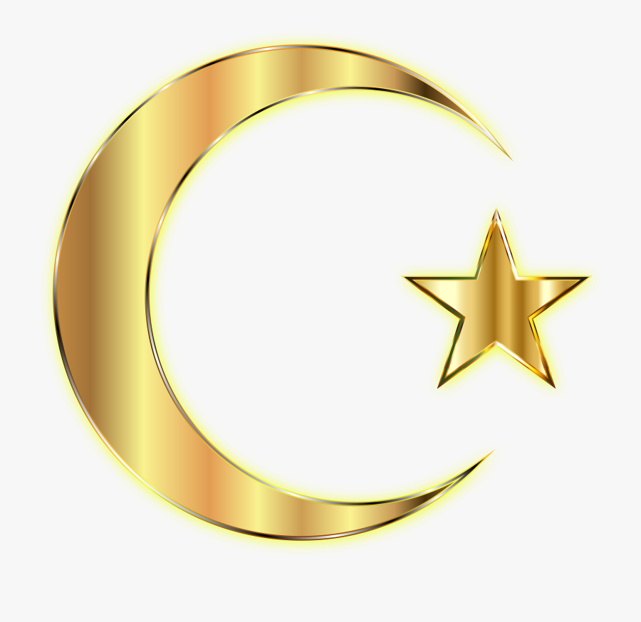 Star And Crescent Moon Computer Icons - Gold Crescent Moon And Star Png, Transparent Clipart
