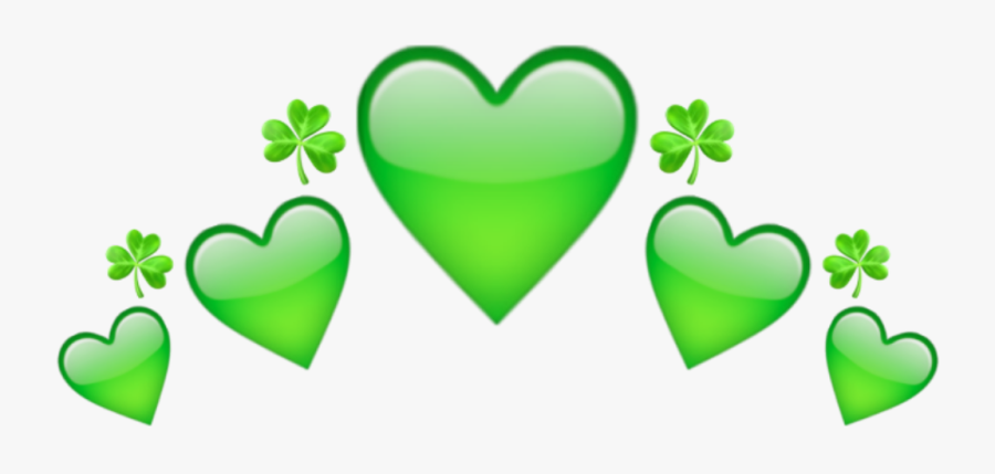 #green #crown #heart #emoji #corona #verde #corazon - Green Heart Emoji Png, Transparent Clipart