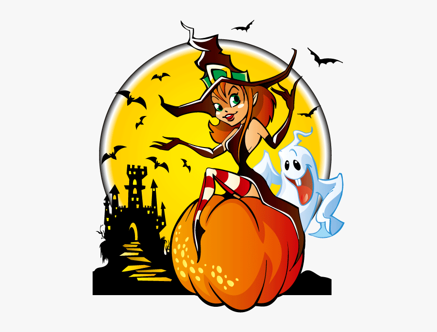 Halloween Material Tree Vector Witch The Clipart - Marcos De Halloween Para, Transparent Clipart