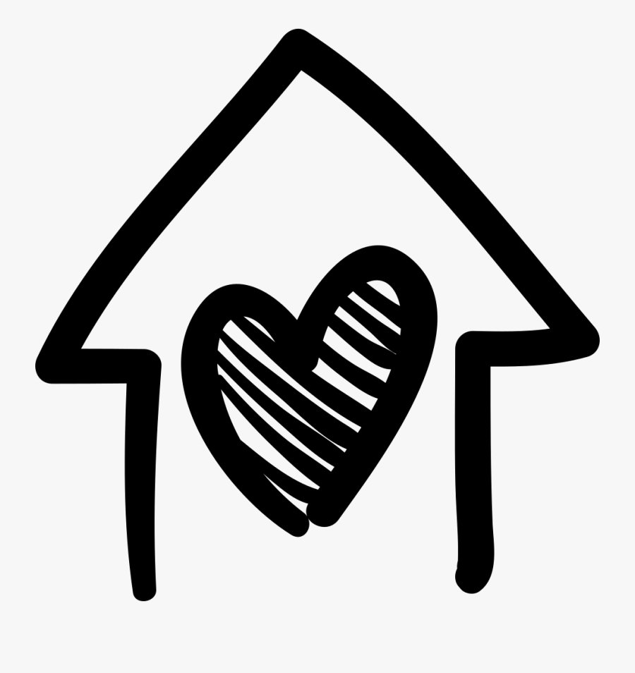 House With Heart Hand Drawn Building - House With Heart Logo, Transparent Clipart
