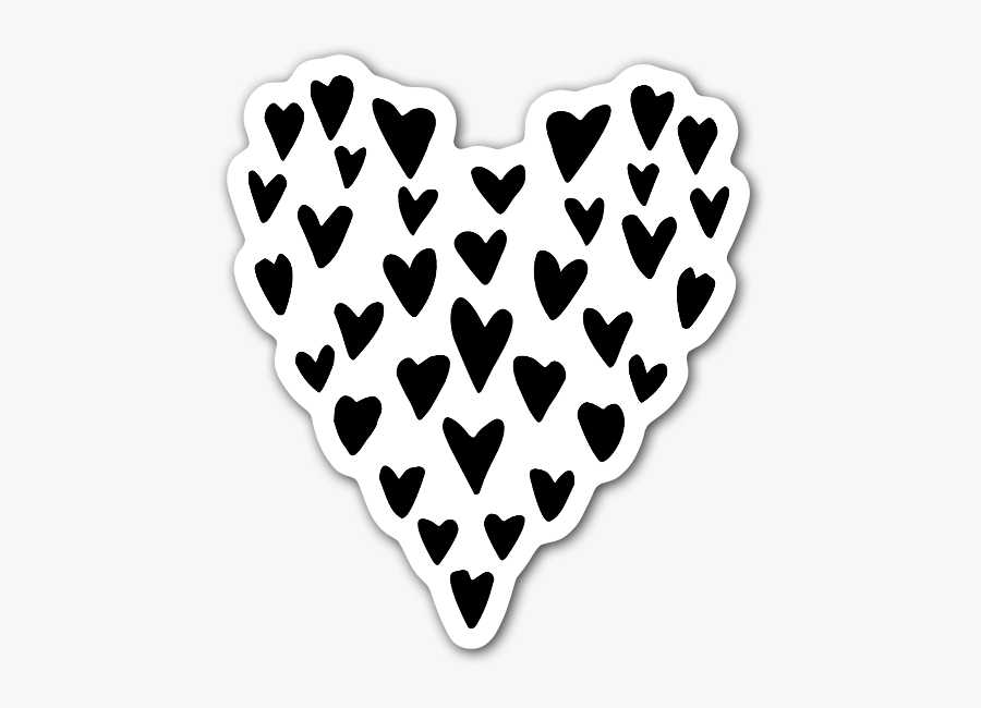 Hand Drawn Little Hearts To Make Up A Big Heart Sticker - Heart, Transparent Clipart