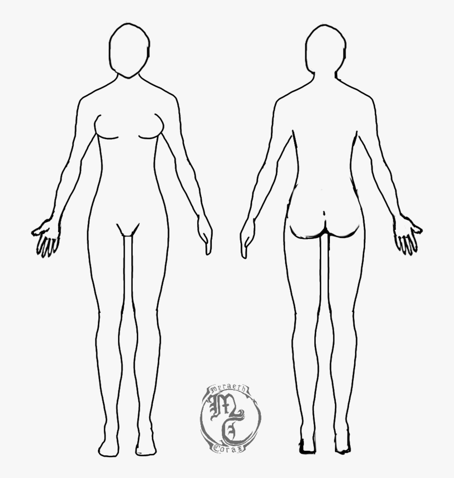 Clip Art Blank Body Outline - Blank Female Body Template, Transparent Clipart