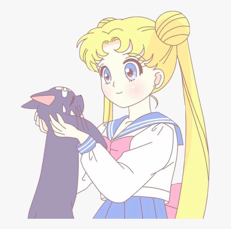 #sailermoon #sailor #moon #luna #sailormooncrystal - Aesthetic Sailor Moon And Luna, Transparent Clipart